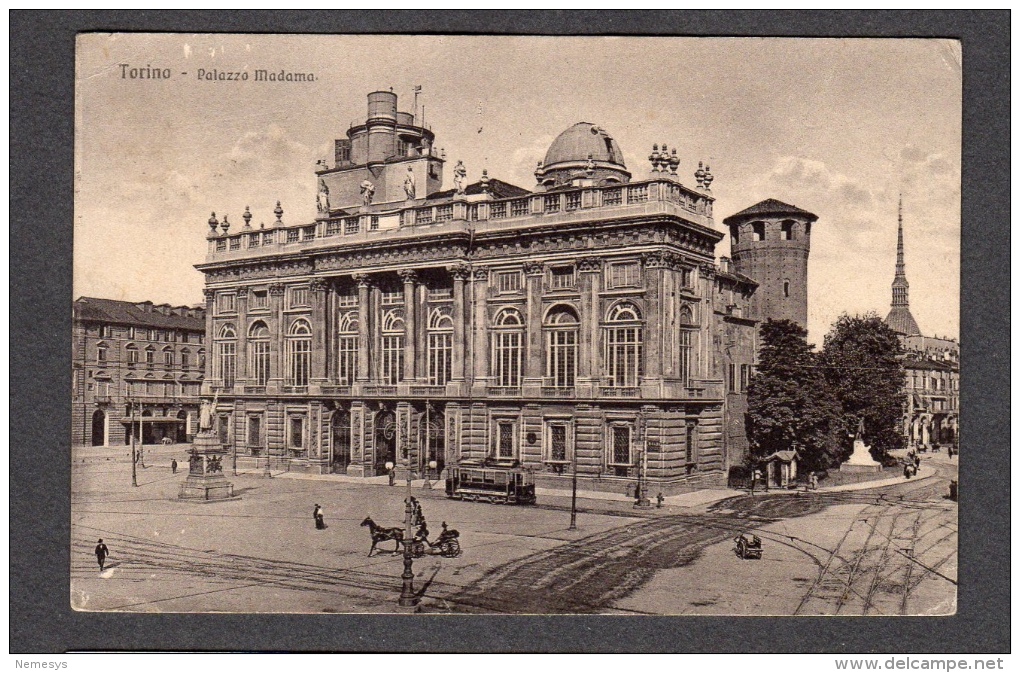 1918 TORINO PALAZZO MADAMA ED. BRUNNER FP V SEE 2 SCANS ANIMATA TRAM CARROZZE - Palazzo Madama