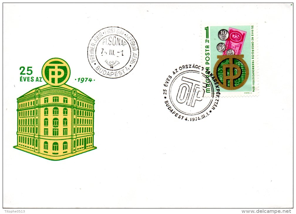 HONGRIE. N°2356 De 1974 Sur Enveloppe 1er Jour. Caisse Nationale D'épargne. - FDC