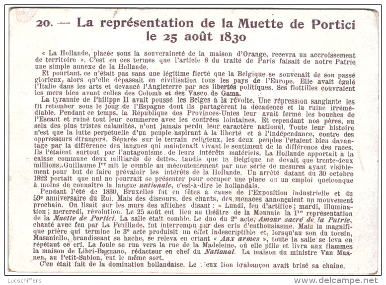 Chromo Chocolat Antoine - N° 20 - La Représentation De La Muette De Portici - 2 Scans - Autres & Non Classés