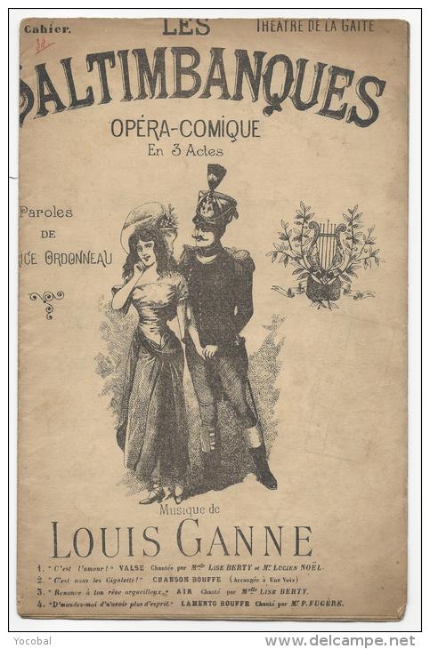 Partition, Les Saltimbanques Opéra Comique, Louis Ganne, Ed : Choudens, Frais Fr : 1.60€ - Noten & Partituren