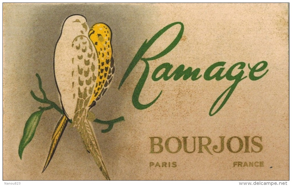 CARTE PARFUMEE PUBLICITAIRE Parfum Poudre De Beauté RAMAGE De BOURJOIS - Anciennes (jusque 1960)