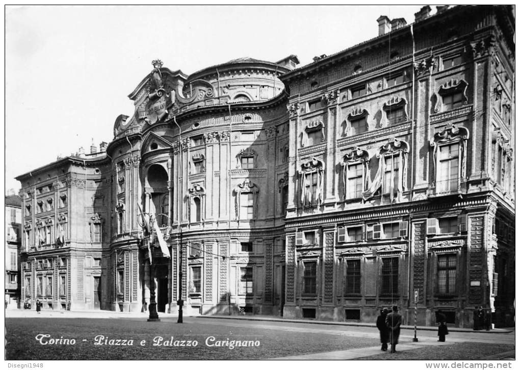 03417 "TORINO - PIAZZA E PALAZZO CARIGNANO". FOTOGRAFIA ORIGINALE. - Palazzo Carignano