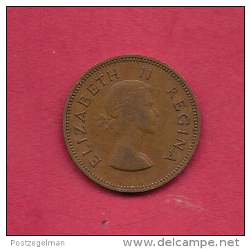 SOUTH AFRICA, Circulated Coin XF, 1955, 1/2 Penny, Elizabeth II,  KM45,  C1408 - C. 1/2 Penny