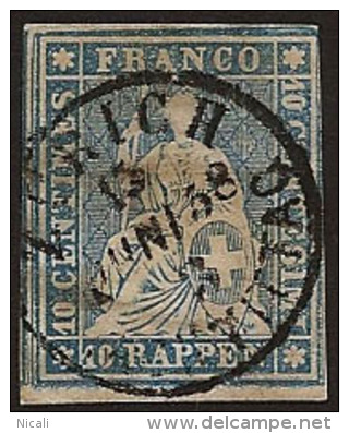SWITZERLAND 1854 10r SG 48 U KK152 - Used Stamps