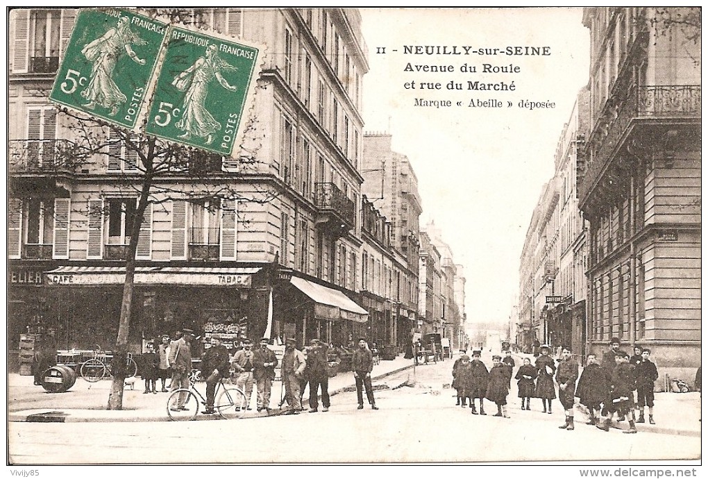 92 - NEUILLY  SUR  SEINE - Belle Vue Animée De L'Avenue Du Roule Et Rue Du Marché - Neuilly Sur Seine