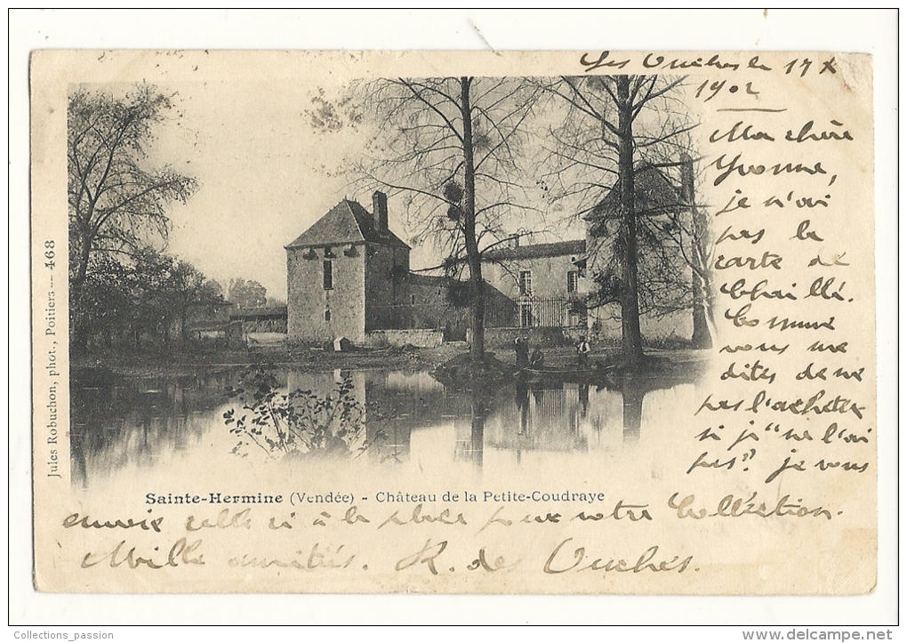 Cp, 85, Sainte-Hermine, Château De La Petite Coudraye, Voyagée 1902 - Sainte Hermine