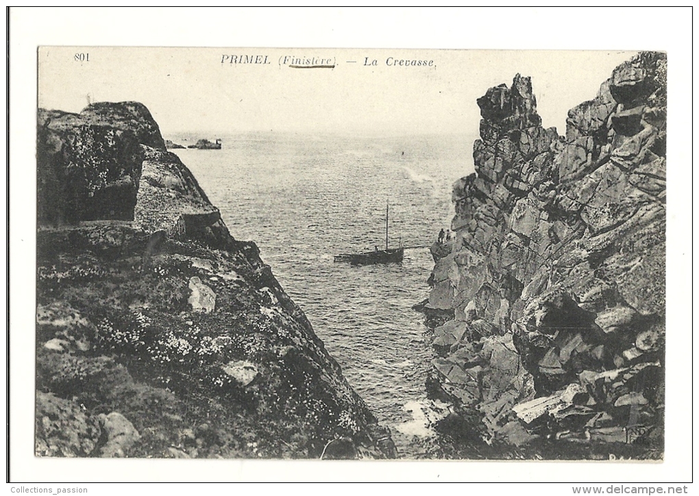 Cp, 29, Primel, La Crevasse, Voyagée 1919 - Primel