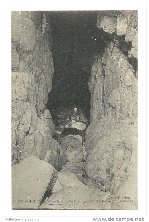 Cp, 29, Primel, Intérieur De La Grotte De La Crevasse - Primel