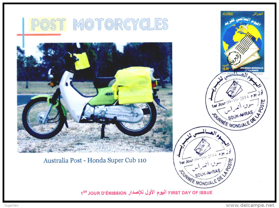 ALGERIJE 2014 - FDC - Postal Services Motorcycles - Scooter - Moto Motos - Motorcycle Motorbikes Honda - Other & Unclassified