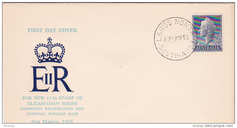 Australia 1955 Queen Elizabeth 1 Shilling And Half Penny Blue FDC - FDC