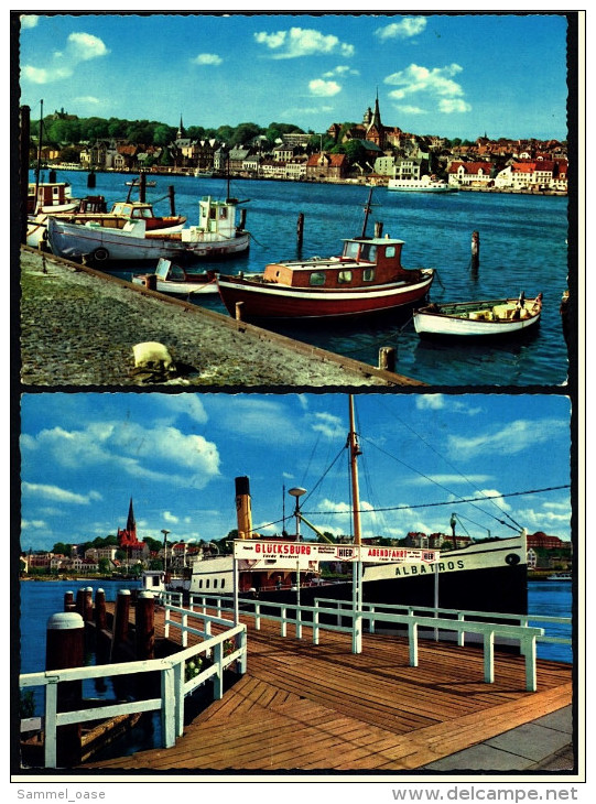 2 X Flensburg  -  Blick über Die Förde Auf Die Stadt  -  An Der Fördebrücke  -  Ansichtskarten Ca. 1970   (4451) - Flensburg