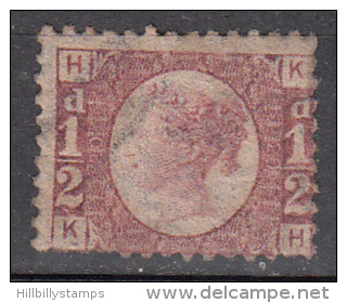 Great Britain     Scott No.  58    Used    Year  1870   Plate 20 - Oblitérés