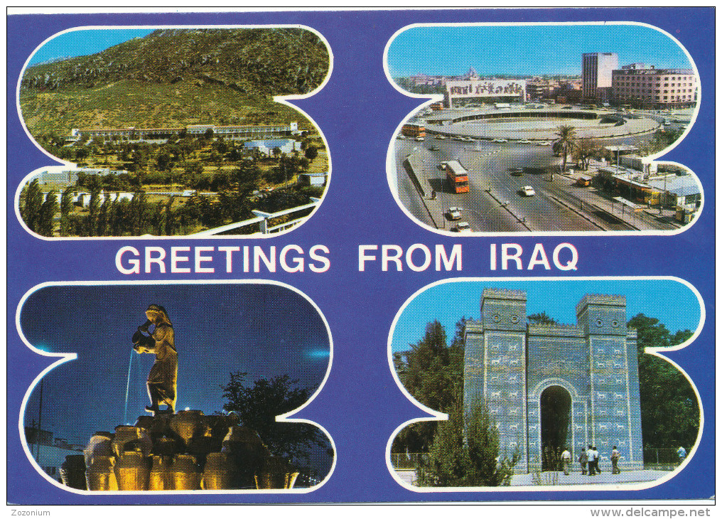 BAGHDAD, GREETINGS FROM IRAQ, Vintage Old Photo Postcard - Irak