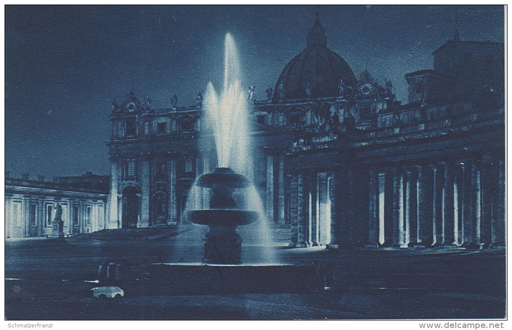 AK Citta Vaticano Vatikan Nacht Notte Nuit Basilica Pietro Peterskirche Petersplatz Bei Rom Roma Clair Lune Chiara Luna - Vaticano