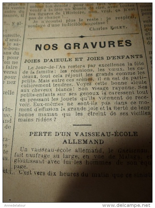 1901 LE PETIT PARISIEN: Gravures : Perte Du Navire-école Allemand GNEI-ENAUD ; Joies D'aïeule Et Joies D'enfants - Le Petit Parisien