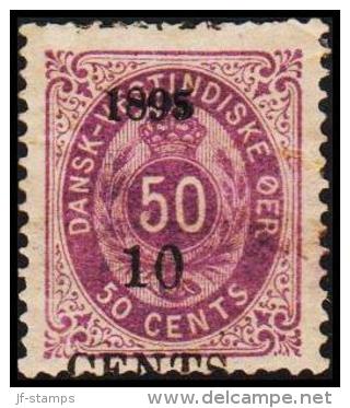 1895. Surcharge. 10 CENTS 1895 On 50 C. Violet. Variety AFA 15x 1895 10 CENTS. (Michel: 15) - JF128219 - Danish West Indies