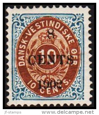 1902. Surcharge. Local, Black Surcharge. 8 CENTS 1902 On 10 C. Blue/brown. Normal Frame... (Michel: 24 A I (AFA 19s)) - - Dänisch-Westindien