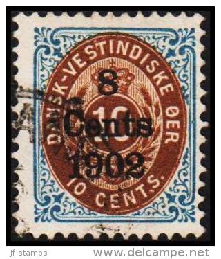 1902. Surcharge. Copenhagen Surcharge. 8 Cents 1902 On 10 C. Blue/brown. Normal Frame. ... (Michel: 26 I (AFA 21w)) - JF - Danish West Indies