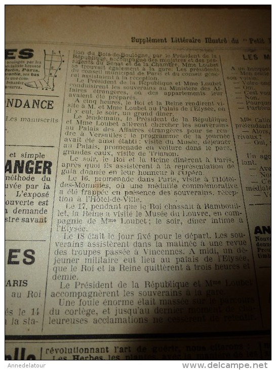 1903 LE PETIT PARISIEN: Gravures : Les Souverains A TRIANON Et Au Gala De L'Opéra; Roi Et Reine D'Italie à La Monnaie - Le Petit Parisien