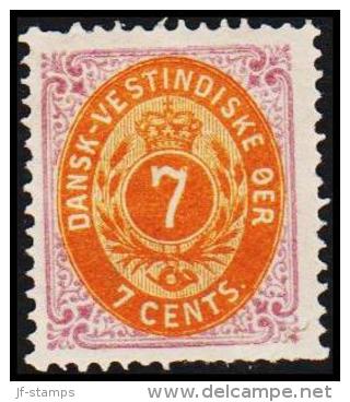 1873-1874. Bi-coloured. 7 C. Lilac/yellow. Inverted Frame. Perf. 14x13½. (Michel: 8 IIb) - JF128252 - Danish West Indies