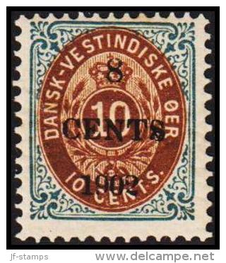 1902. Surcharge. Local, Black Surcharge. 8 CENTS 1902 On 10 C. Blue/brown. Normal Frame... (Michel: 24 A I) - JF128276 - Dänisch-Westindien