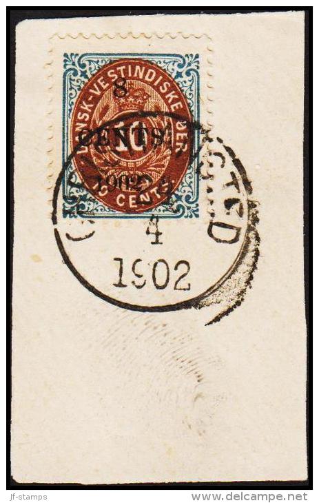 1902. Surcharge. Local, Black Surcharge. 8 CENTS 1902 On 10 C. Blue/brown. Normal Frame... (Michel: 24 A I) - JF128285 - Danish West Indies