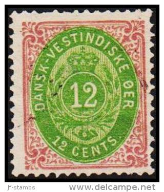 1876-1879. Bi-coloured. 12 C. Lilac/yellow-green. Normal Frame. Perf. 14x13½. Variety. (Michel: 12 Ib (AFA 12x)) - JF128 - Deens West-Indië