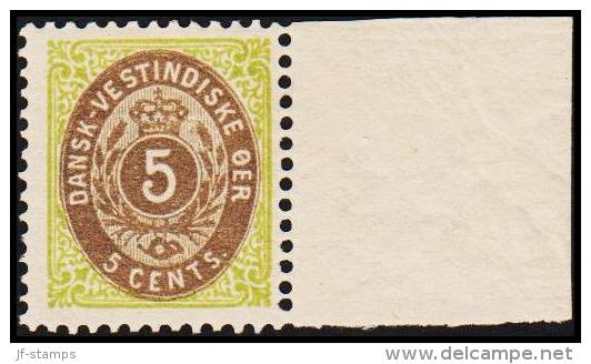 1896-1906. Bi-coloured. 5 C. Green/blue. Inverted Frame. Perf. 12 3/4. 7th Print. (Michel: 19 II) - JF128234 - Deens West-Indië