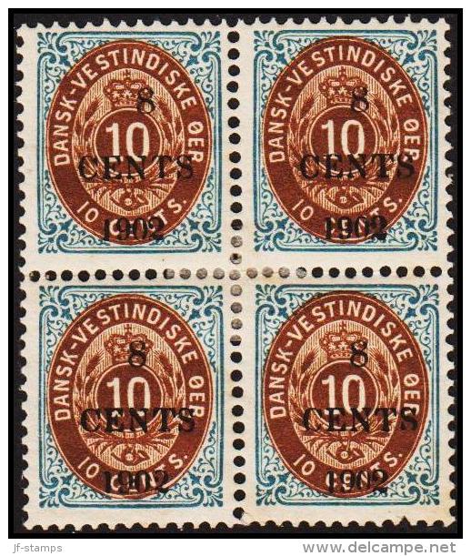 1902. Surcharge. Local, Black Surcharge. 8 CENTS 1902 On 10 C. Blue/brown. Normal Frame. (Michel: 24 A I) - JF128284 - Deens West-Indië