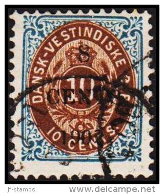 1902. Surcharge. Local, Black Surcharge. 8 CENTS 1902 On 10 C. Blue/brown. Normal Frame. (Michel: 24 A I) - JF128280 - Danish West Indies