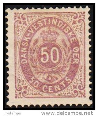 1876-1879. Bi-coloured. 50c. Dull Grey Violet. Second Print. Normal Frame. (Michel: 13 Ib) - JF128198 - Deens West-Indië