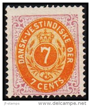 1873-1874. Bi-coloured. 7 C. Lilac/yellow. Inverted Frame. Perf. 14x13½. (Michel: 8 IIb) - JF128249 - Deens West-Indië