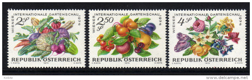 ÖSTERREICH 1974 ** Obst, Gemüse / Wiener Gartenschau - Kompletter Satz MNH - Landwirtschaft