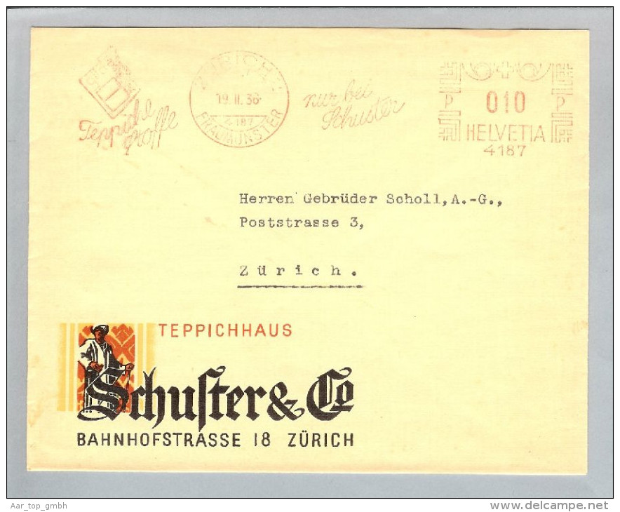 Motiv Bau Bodenbelag Teppich 1936-02-19 Schuster Frei-O - Frankiermaschinen (FraMA)