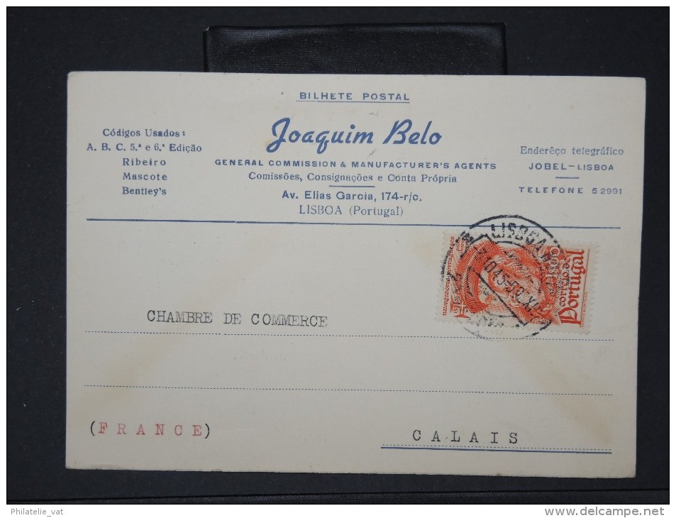 PORTUGAL-Carte Commerciale De Lisbonne Pour Calais  En 1945 A VOIR  LOT P 5473 - Lettres & Documents