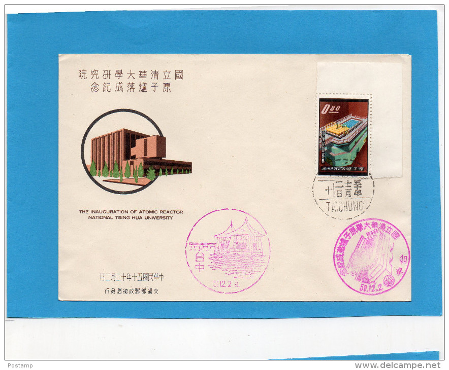 MARCOPHILIE- Enveloppe- Lettre  FORMOSE*-TAIWAN-Inauguration Atomic Reactor Stamp N°388 - Lettres & Documents