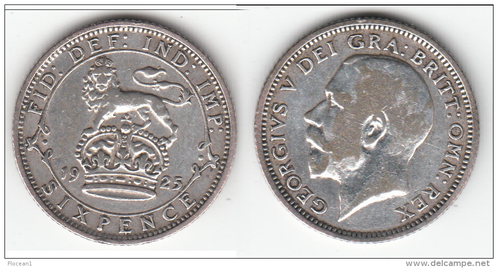 **** GRANDE-BRETAGNE - GREAT-BRITAIN - 6 PENCE 1925 - SIX PENCE 1925 GEORGE V - SILVER **** EN ACHAT IMMEDIAT !!! - H. 6 Pence