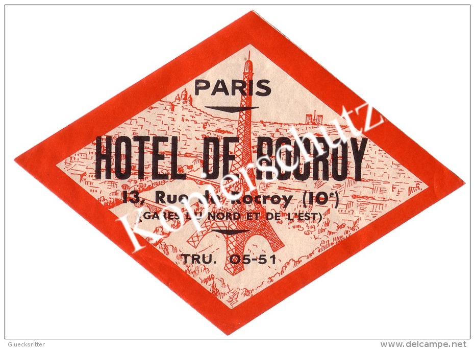 Paris, Hotel De Rocroy, 13 Rue De Rocroy  (z2800) - Hotelaufkleber