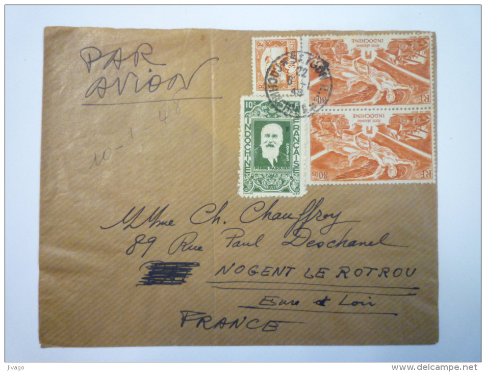 Enveloppe Au Départ  De  SAÏGON  à Destination De NOGENT-le-ROTROU   1948 - Other & Unclassified
