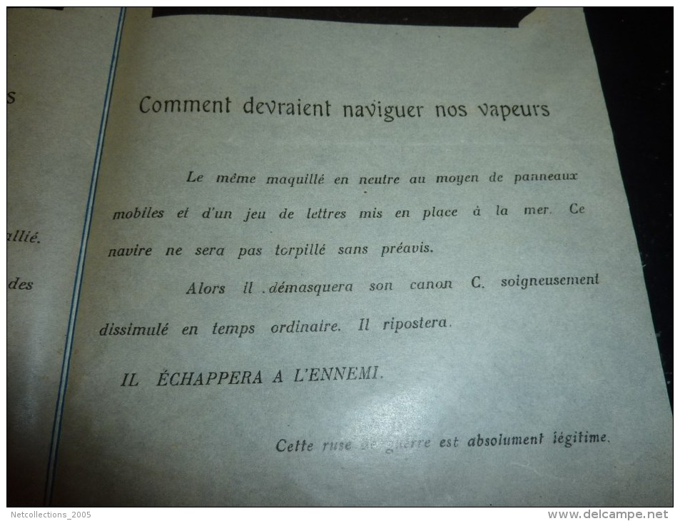 DOCUMENT DEPLIANT COMMENT NAVIGUENT NOS VAPEUR & COMMENT DEVRAIENT NAVIGUER NOS VAPEUR - BATEAU COMPAGNIE MARITIME - Boats