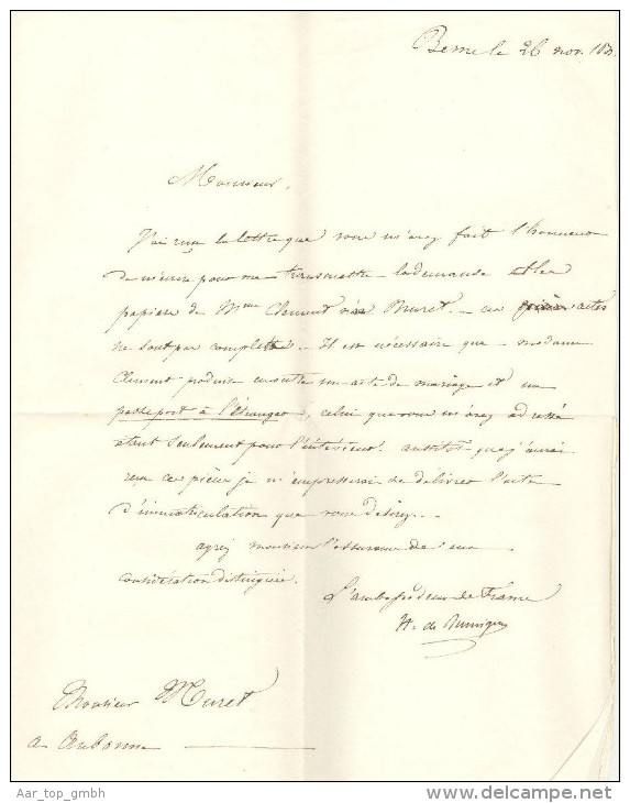 MOTIV Botschaft Ambassade De France En Suisse Bern 1832-11-28 Br.>Aubonne M.3 Briefen - ...-1845 Prephilately