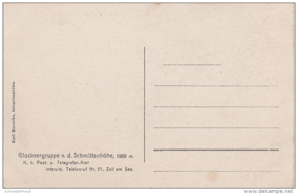 AK Glocknergruppe V. D. Schmittenhöhe Grossglockner Kitzsteinhorn Gletscher ? Bei Zell Am See Kaprun Fusch Wald Stubach - Kaprun