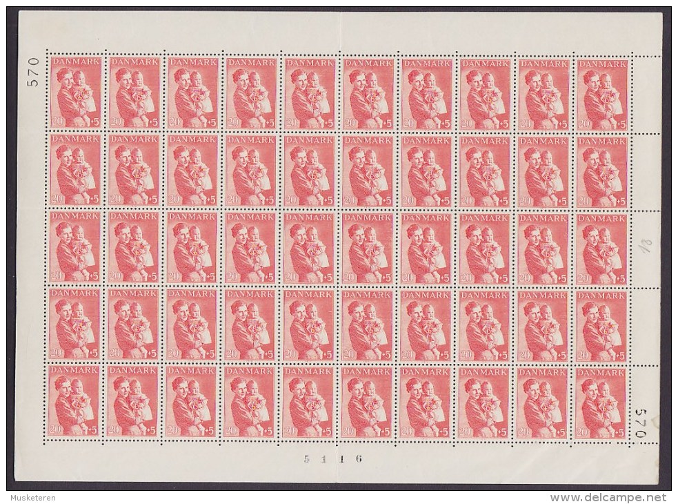 Denmark 1943 Mi. 279 20 (Ø) + 5 (Ø) Kinderhilfe Folded Full Sheet (50 Stamps) Cote 25 € MNH** - Ungebraucht