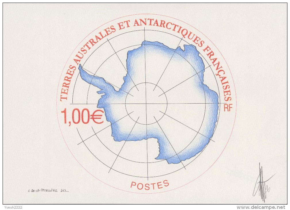 TAAF 2015 Michel 884. 9 dessins originaux, partiellement retenus, dont esquisses. Manchots empereurs