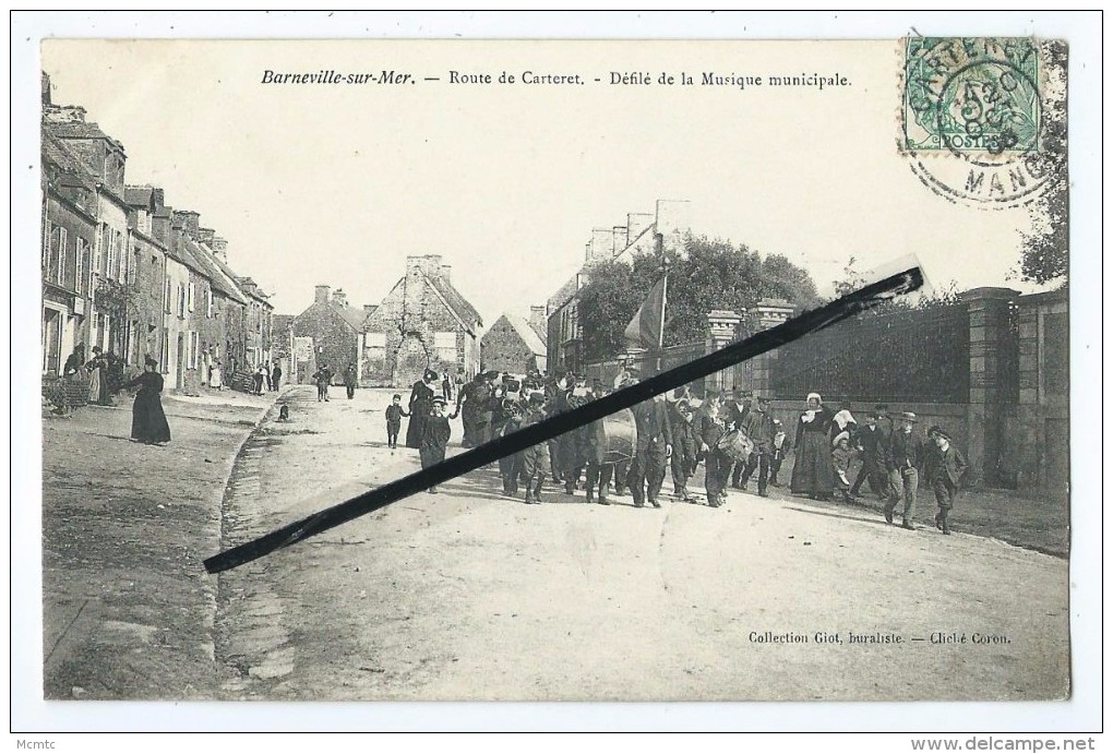 CPA - Barneville Sur Mer - Route De Carteret - Défilé De La Musique Municipale - Barneville