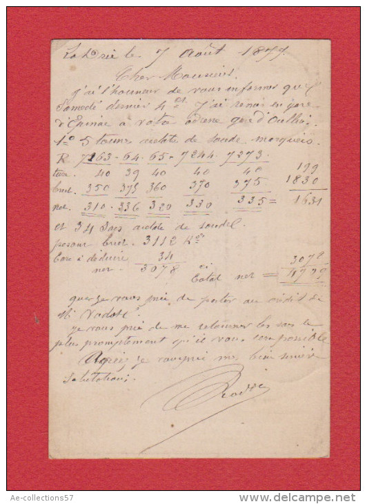 Carte Postale //  De Oullins //  Pour Pierre Bénite // 9 Août 1879  // - Cartes Précurseurs