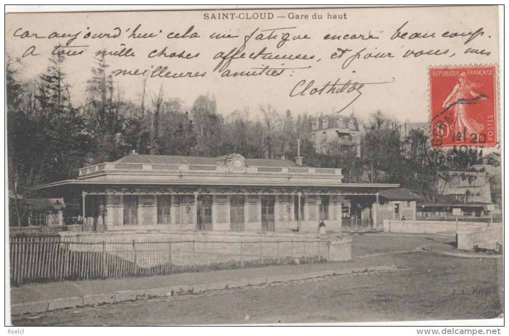 Cpa SAINT CLOUD (92)  La Gare Du Haut -,  1907 - Saint Cloud