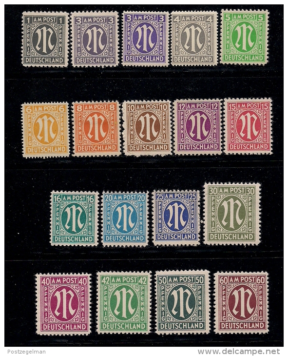 GERMANY, ALLIED OCCUPATION , 1945, Hinged Unused Stamp(s) Numbers, MI 16=35  #13405, 18values Only - Other & Unclassified