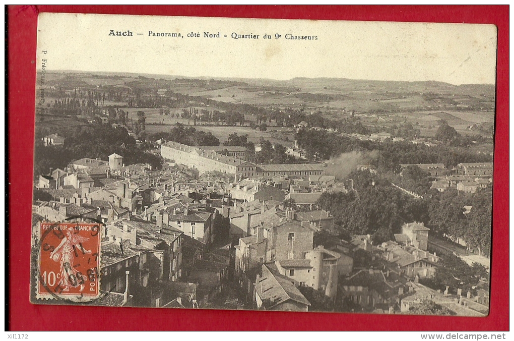 XBH-09  Auch  Panorama Côté Nord, Cachet Frontal 1911 Pour Angoulème. - Auch