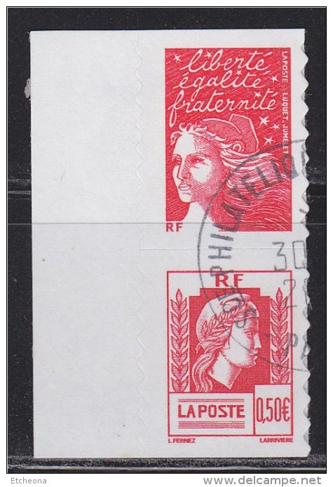 = Issu De Carnet Adhésif  Paire Verticale Oblitérée Marianne D'Alger 0.50€ Et Marianne De Luquet Tvp P43 - 1944 Marianne Van Algerije